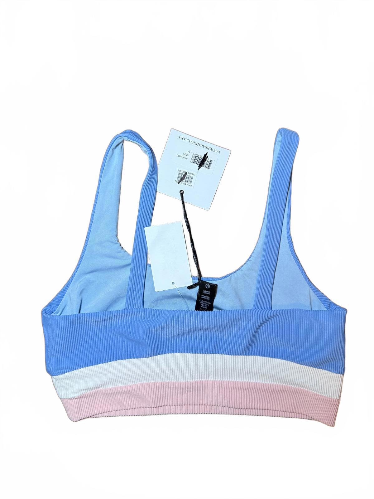 New Beach Riot Bikini Top with Pink and White Trim, Medium