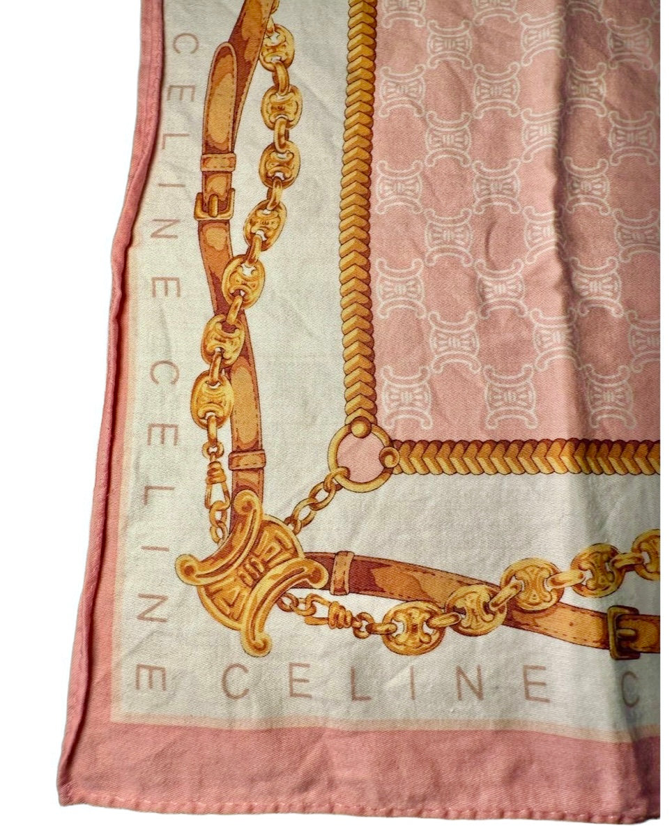 Celine Handkerchief Womens Pink Multi Equestrian Chain Triomphe Print