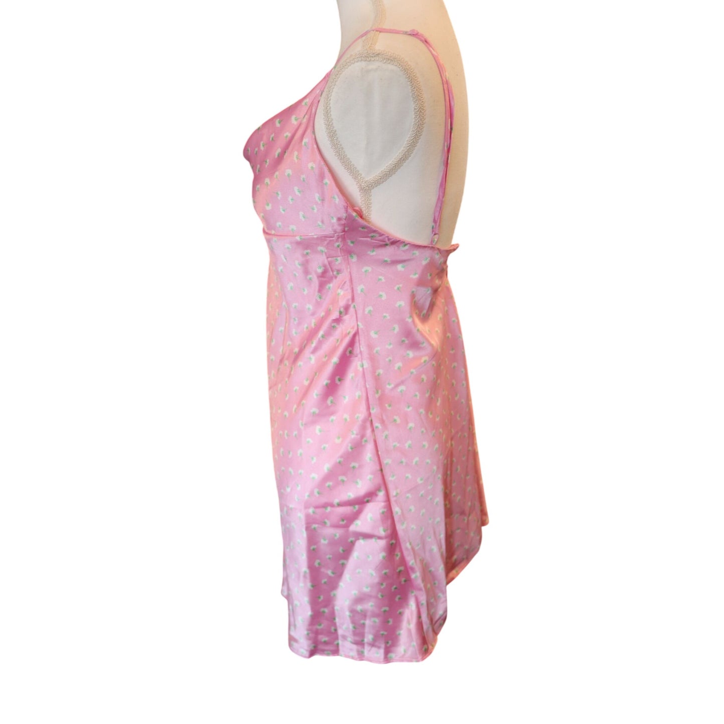 Zara Pink Satin Slip Floral Dress, Small NWOT