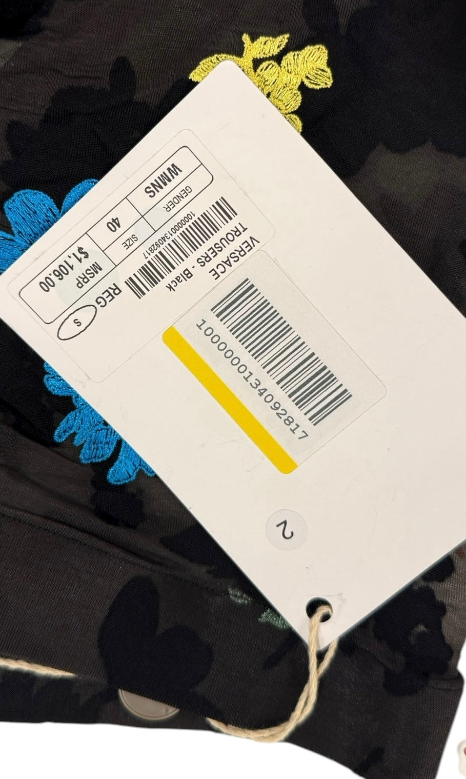 New Versace Flowers Black Stampa Ricamato Pantyhose