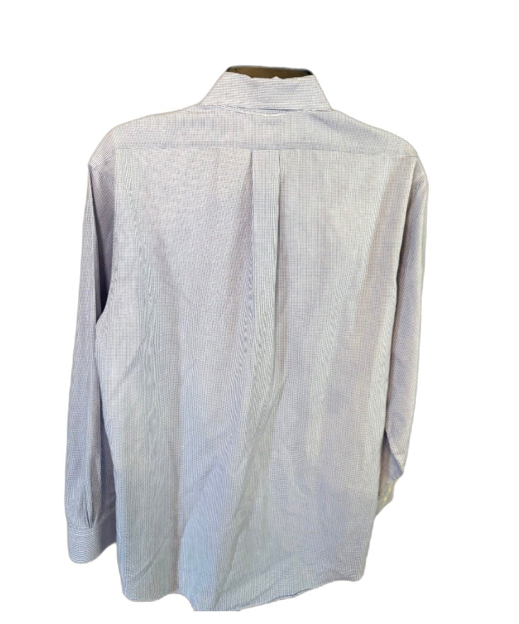 Brooks Brothers Non-Iron Checkered Blue Button Down Shirt, Size 16 32/33