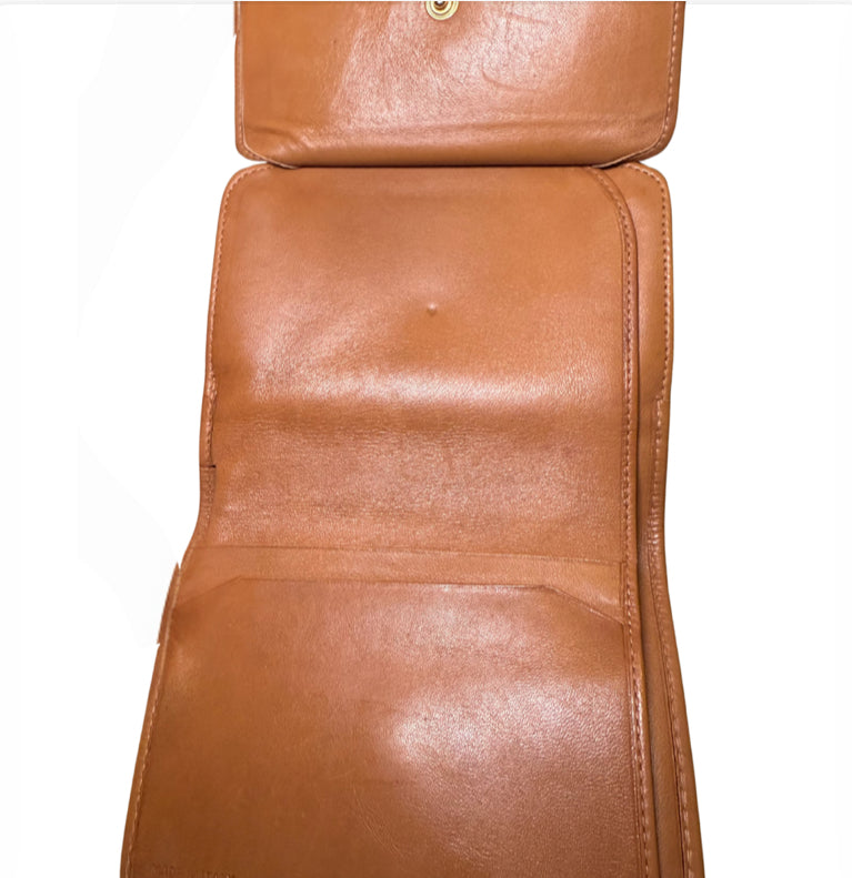 Vintage CELINE Macadam Kiss Lock Wallet Beige Gold Hardware