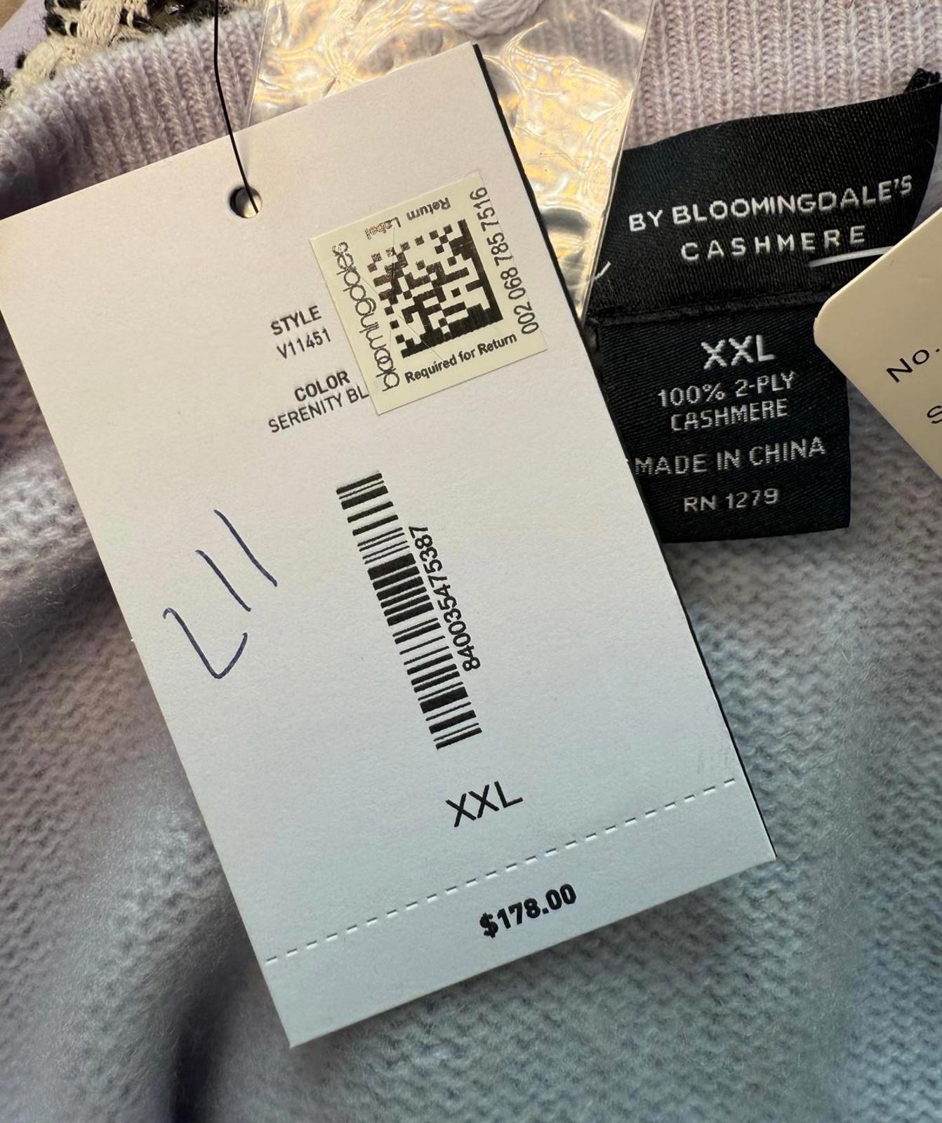 New C by Bloomingdales Cashmere Purple V-Neck Sweater, XXL