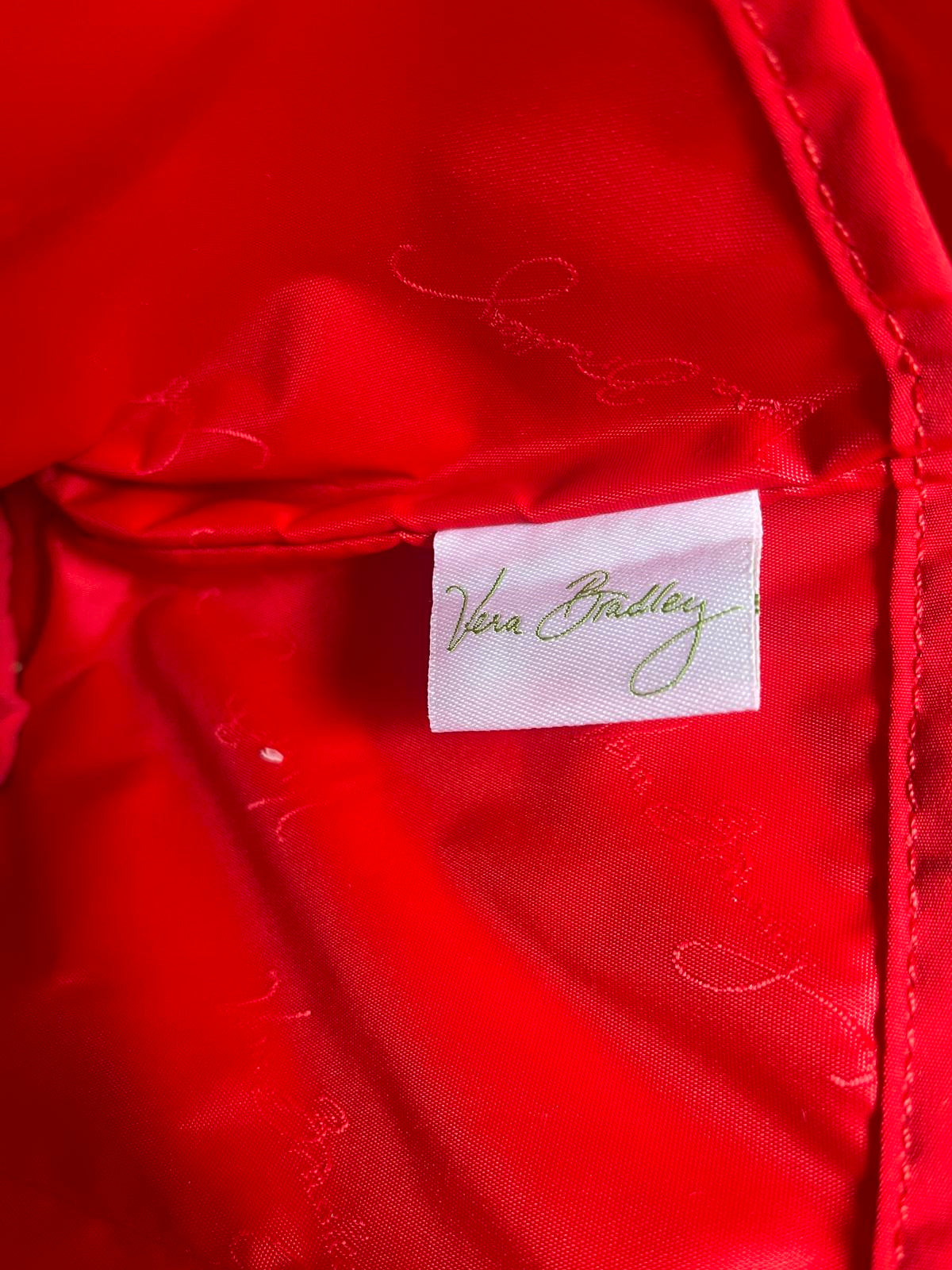 Vera Bradley Red Quilted Tote Handbag with Patent Leather Straps