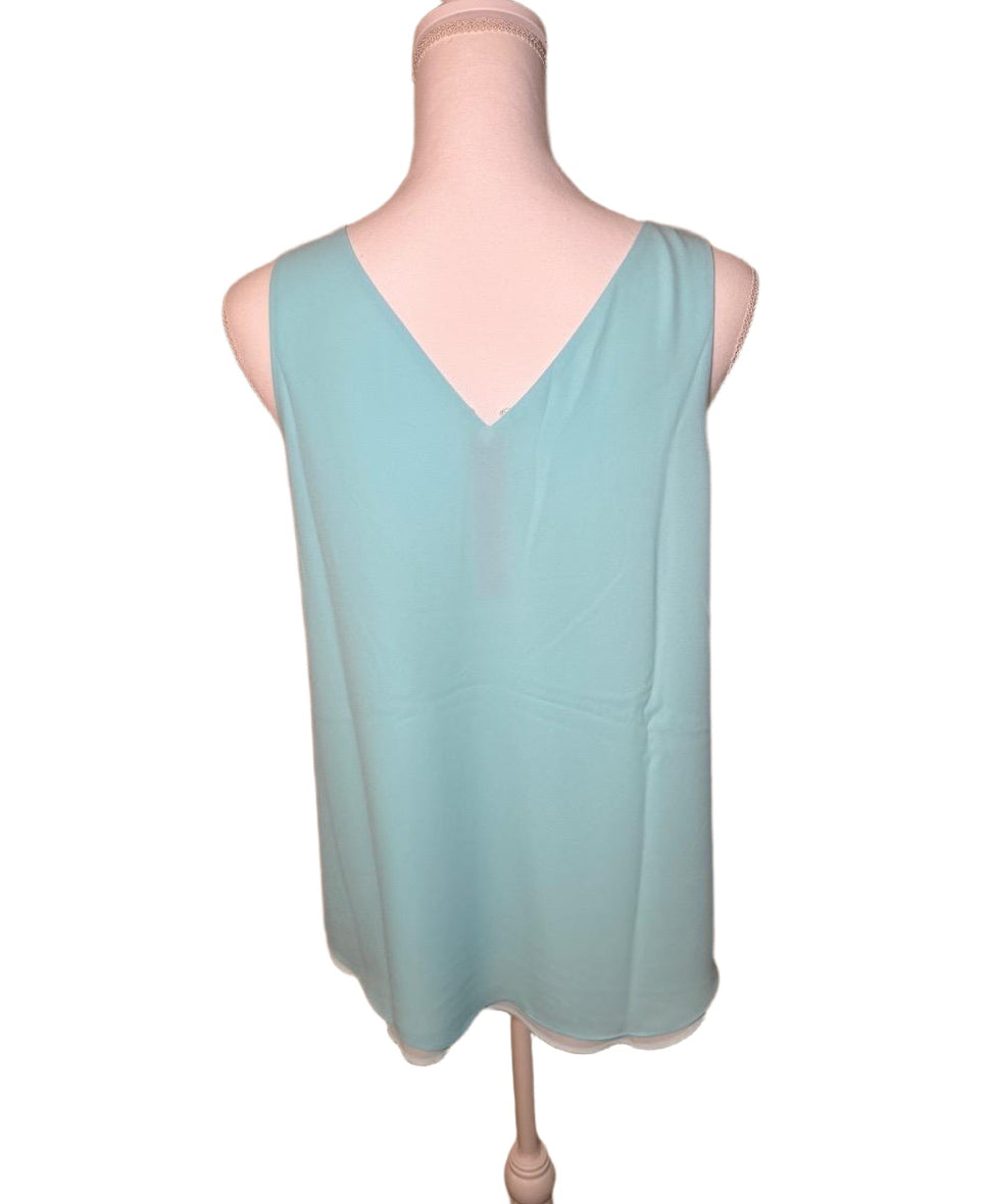 New Lilly Pulitzer Florin Tank Top, Women’s Small, Light Blue/White, Reversible V-Neck