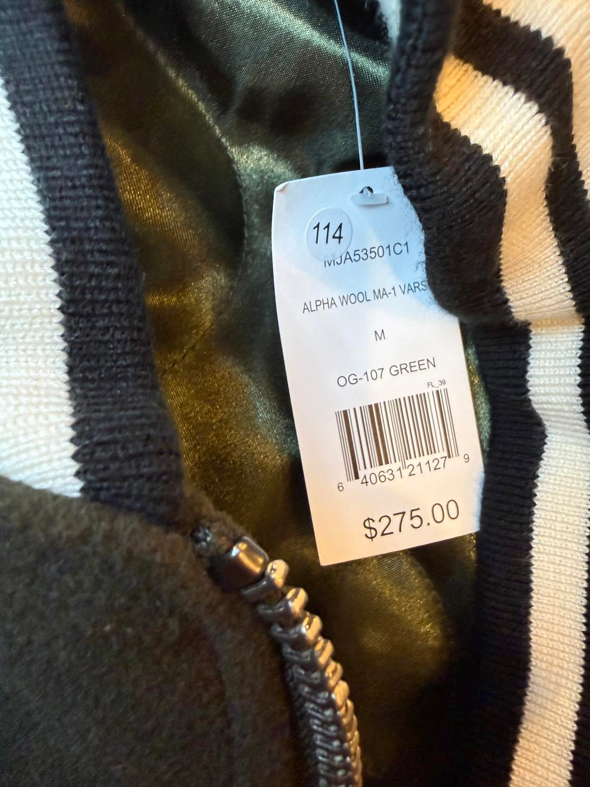 Alpha Industries Men's Bomber Jacket with Patch Details, Medium (NWT)