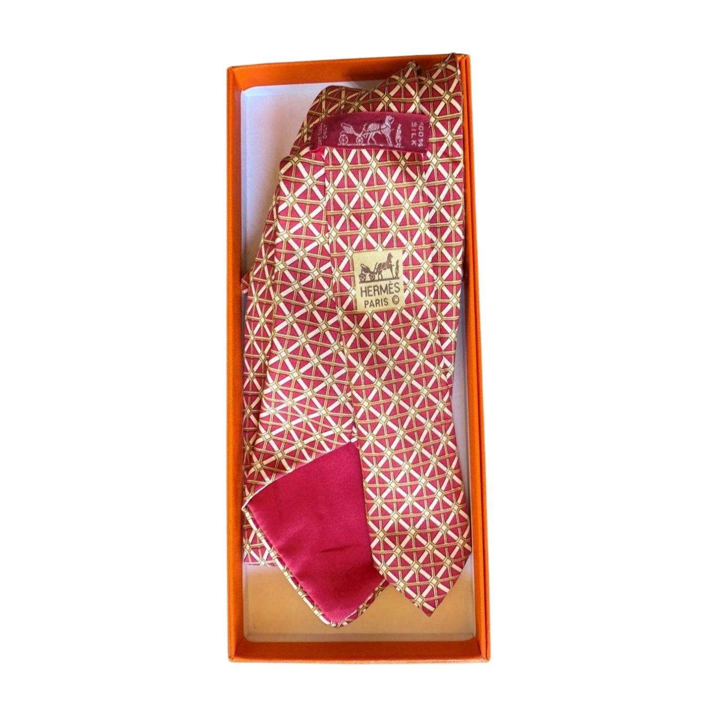 Hermès Paris Men's Silk Tie in Geometric Pattern