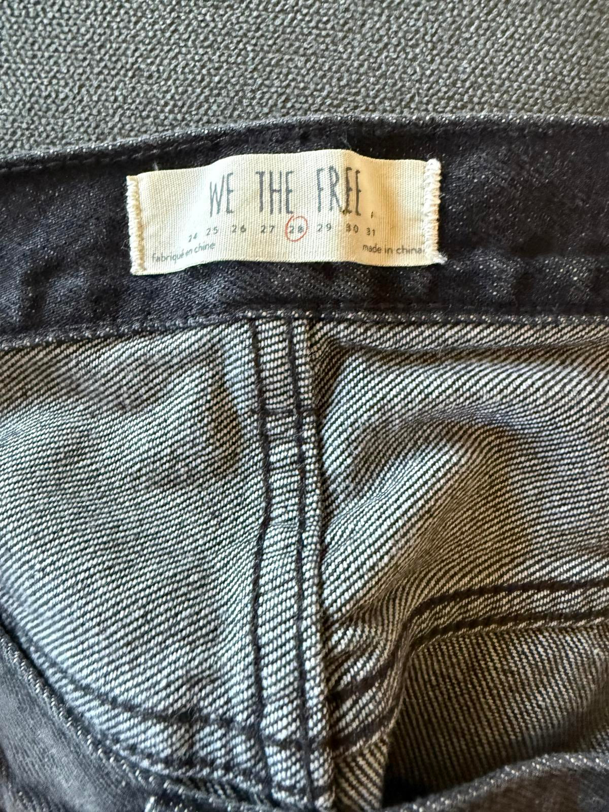 We The Free Black Distressed Denim Mini Skirt, size 28/8