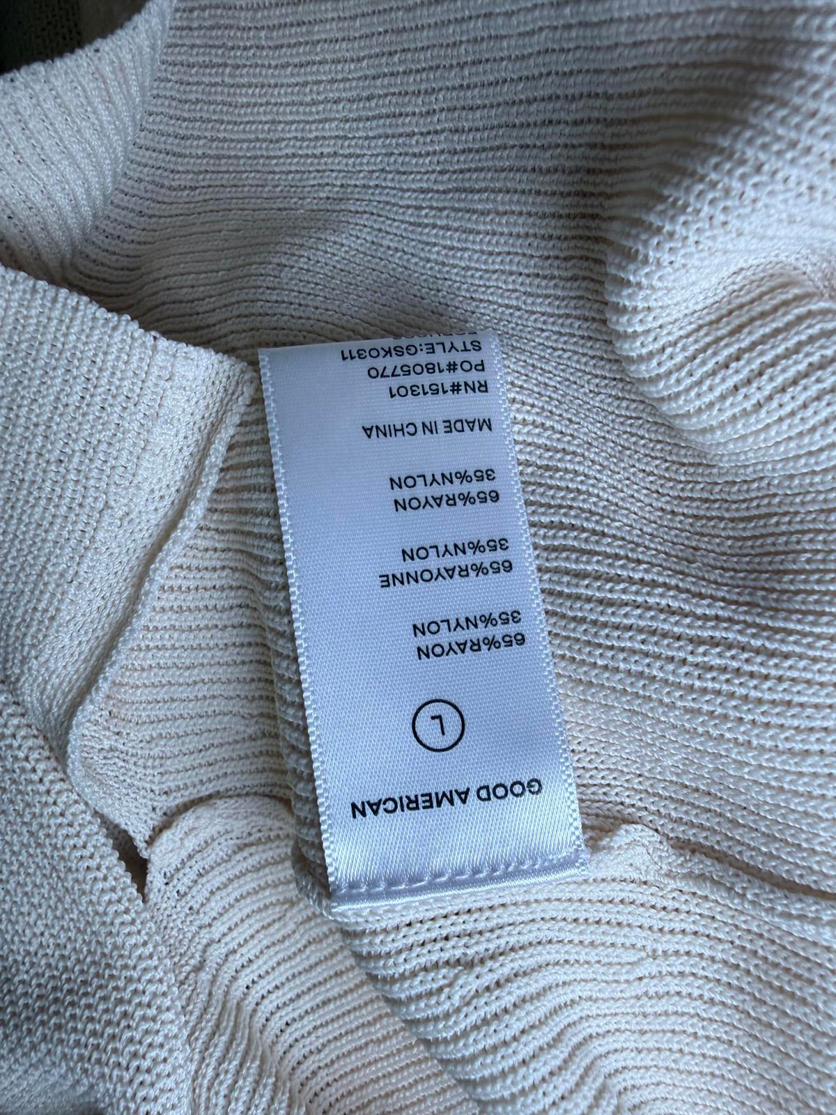 Good American Long Sleeve Knit Top in Cream, Large (NWT)