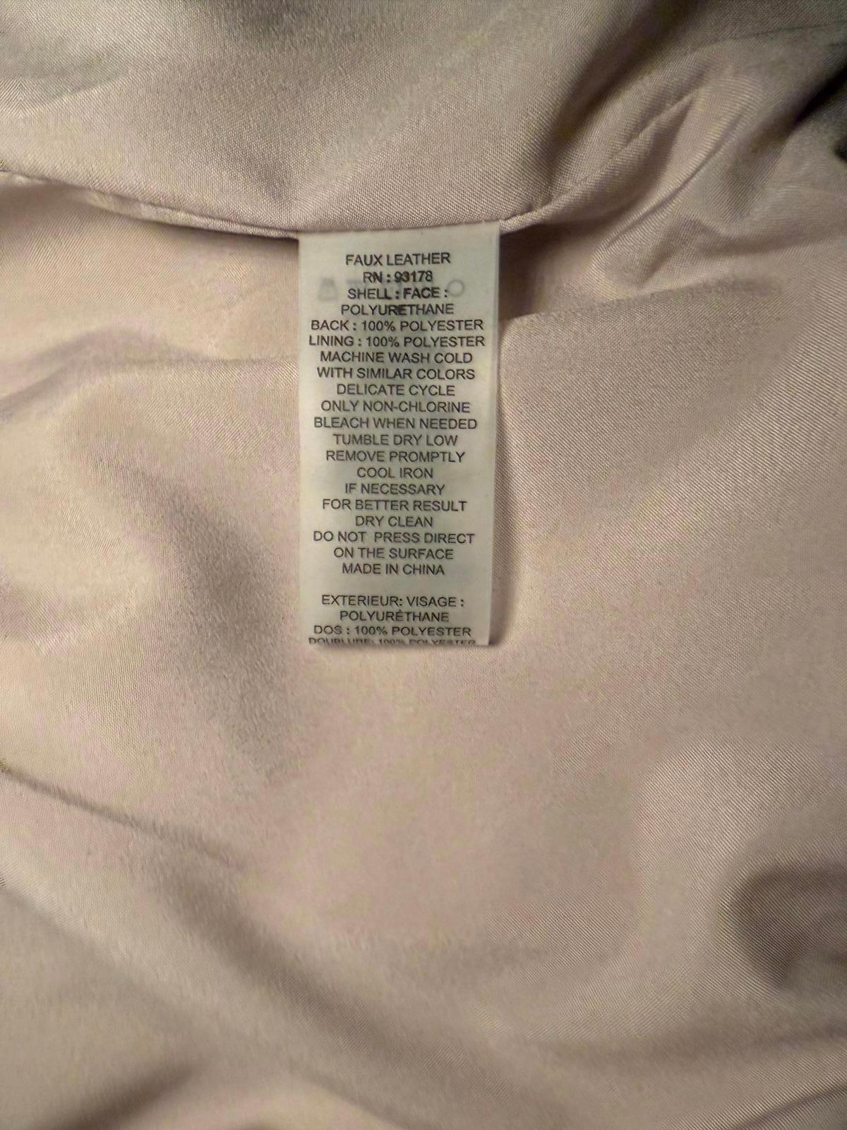 New Elie Tahari Zinc Vegan Leather Zip Up Jacket, size XL