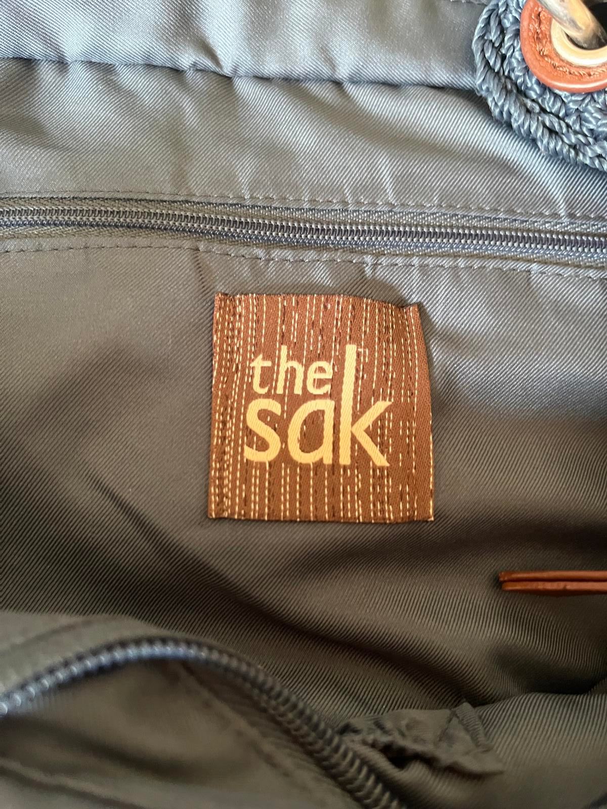 The Sak Blue Crochet Women's Handbag with Braided Handle