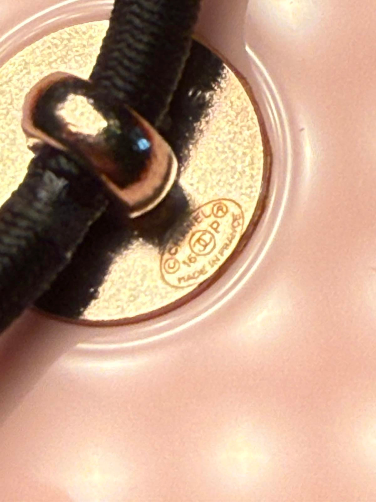 Chanel Flower Hair Tie with Black Lace and Pearls