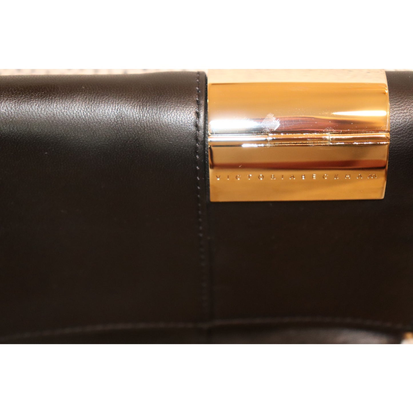 Victoria Beckham Black Leather Foldover Clutch Bag