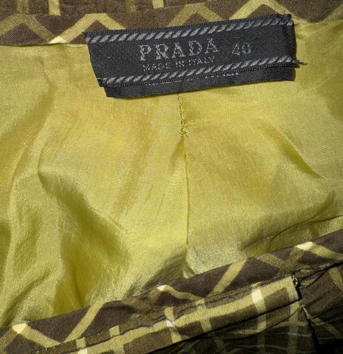 Vintage Prada Silk Blend Women's Skirt with Checkered Pattern, IT 40 (US 4)