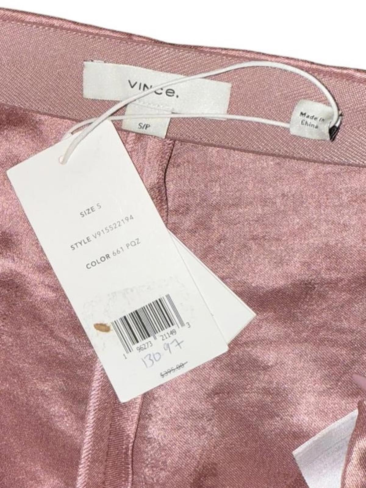 New Vince Women's Pink Satin Wide Leg Dress Pants, Size Small