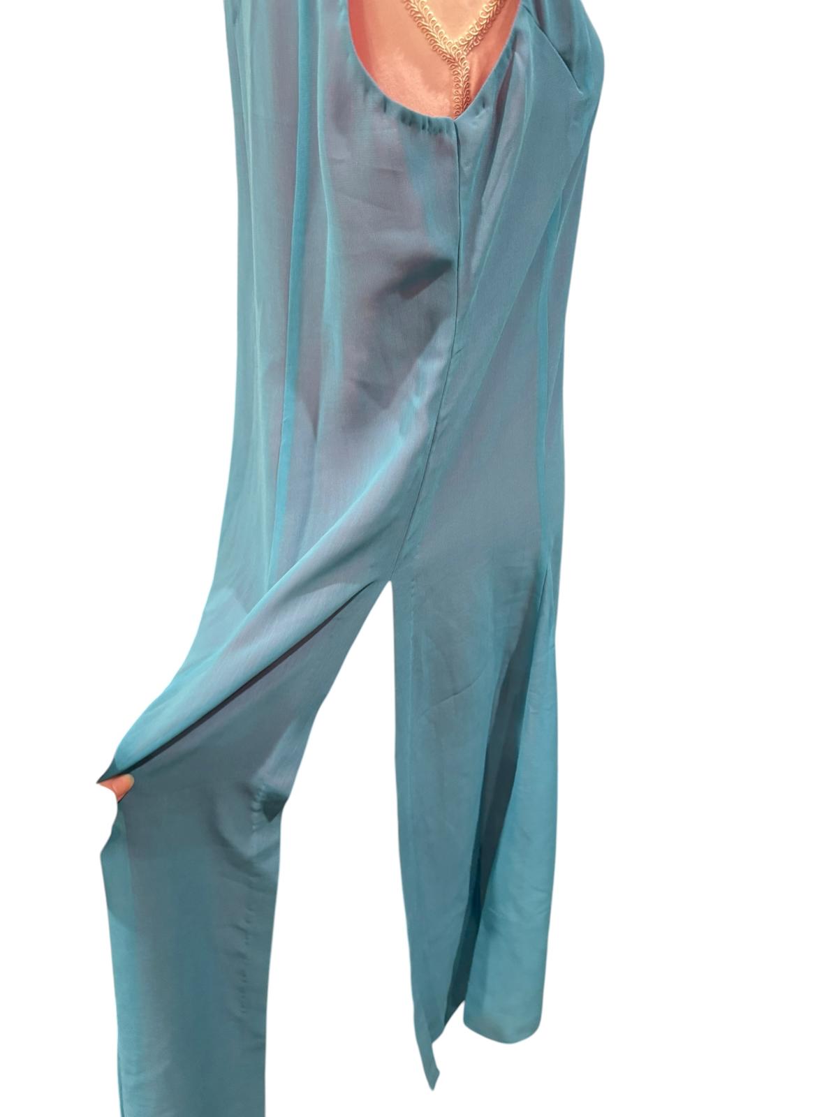 New Nazila Couture Teal Sleeveless Tunic Dress, Size L