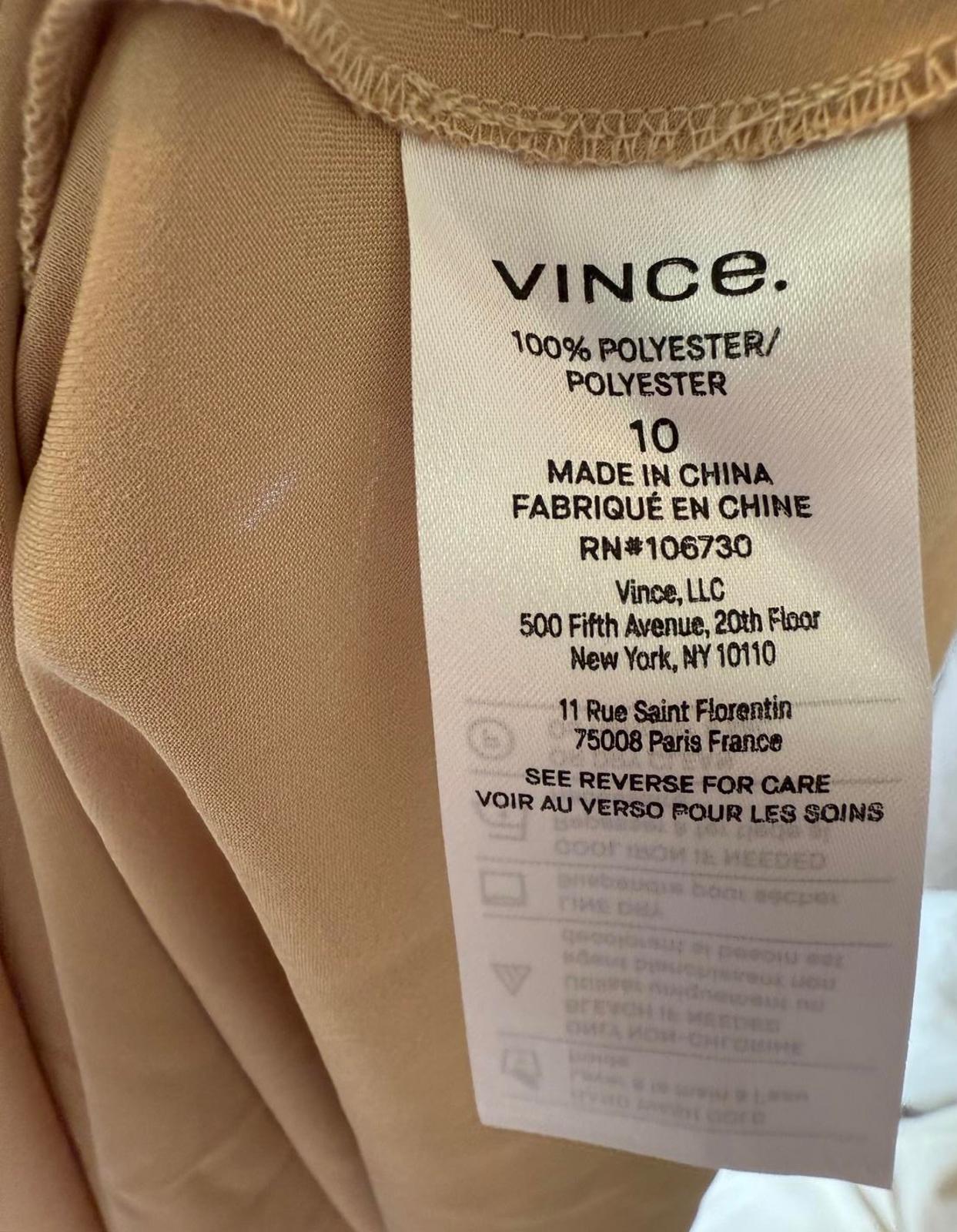 New Vince Gold Satin Slip Dress with Spaghetti Straps, Size 10