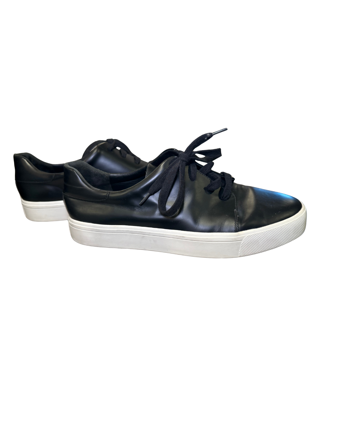 VINCE Bale Lace-Up Sneakers, Black Leather, Size 9
