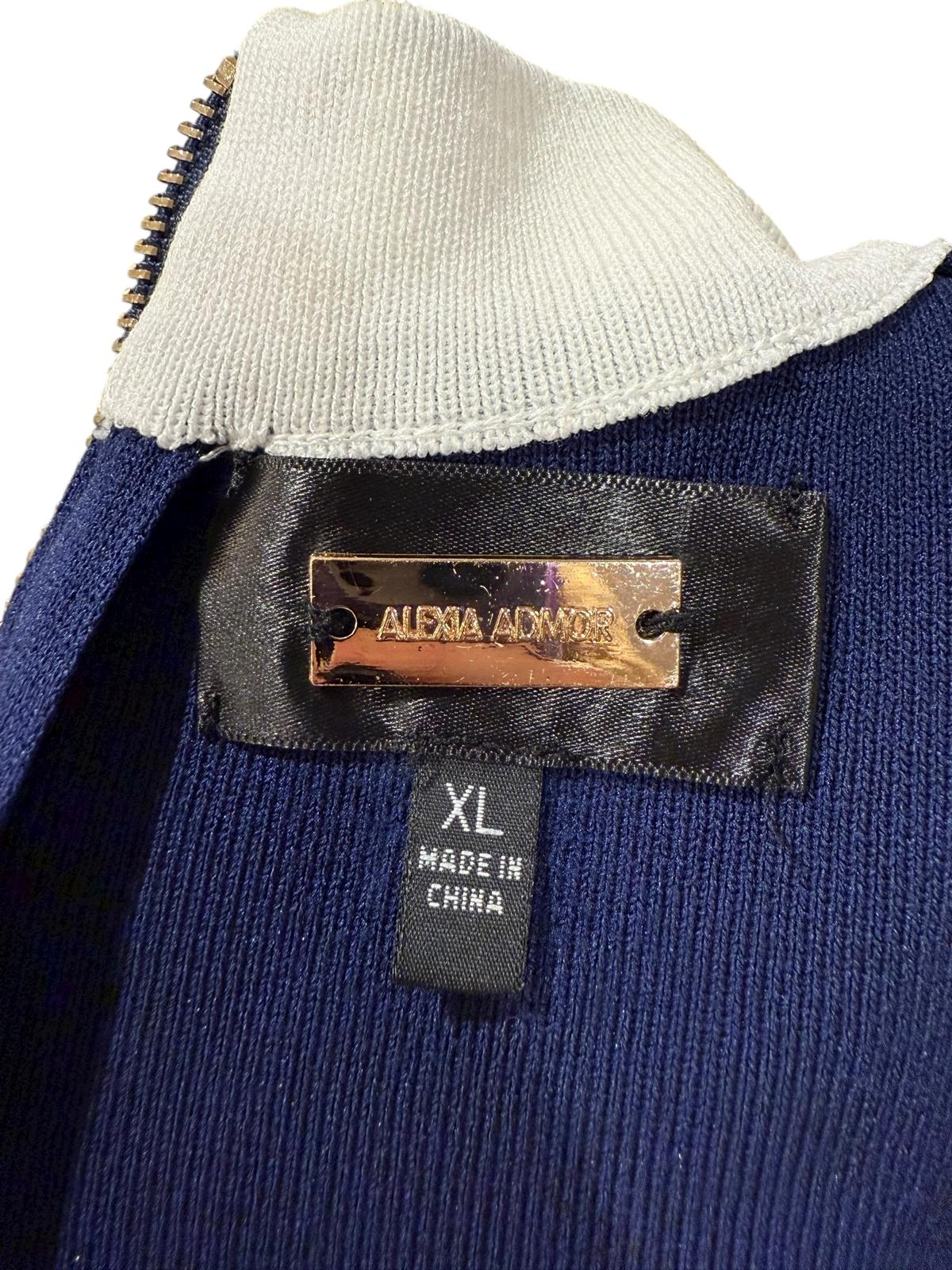 Alexia Admor Beatrix Navy & Cream Knit Dress, Size XL