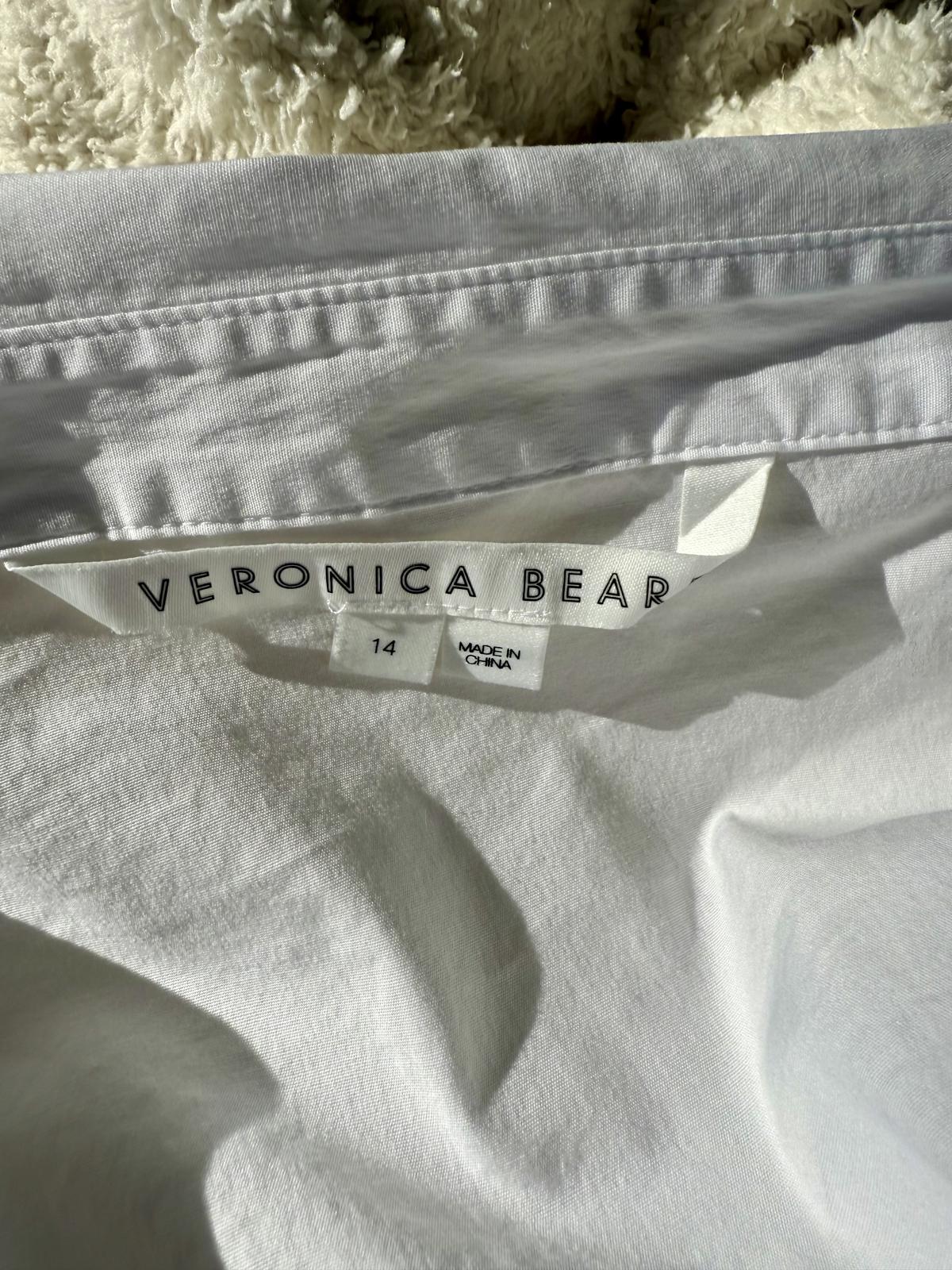Veronica Beard Off Shoulder White Button-Down Blouse Size 14