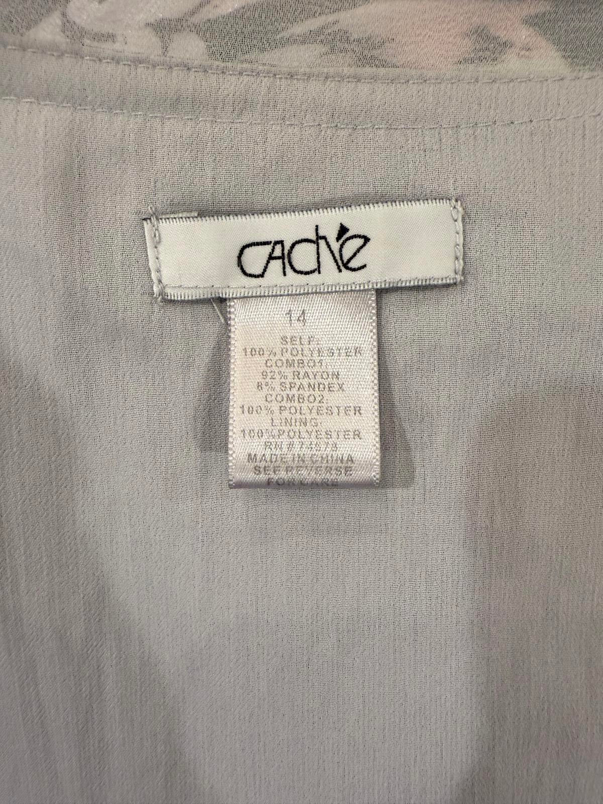 Vintage Cache Long Sleeve Gray Pleated Light Cardigan, size 14