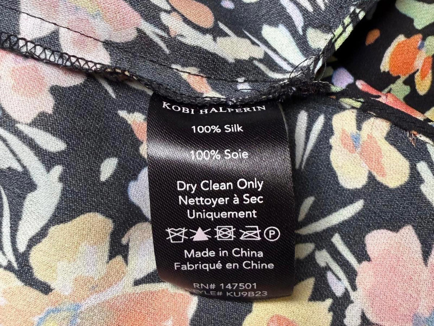 Kobi Halperin Floral Print Silk Blouse, Large