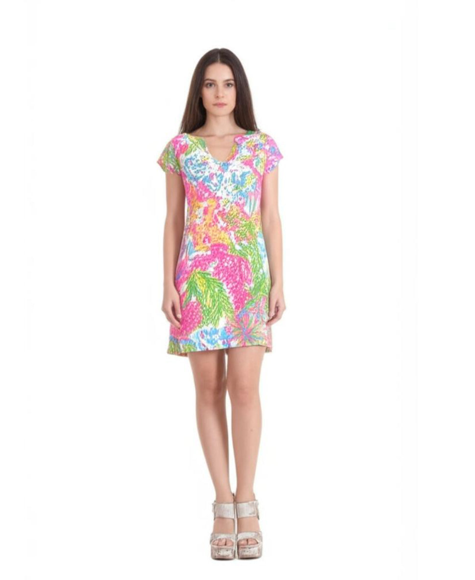 Lilly Pulitzer Shift Dress, Women’s XS, Multicolor Tropical Print, Pima Cotton
