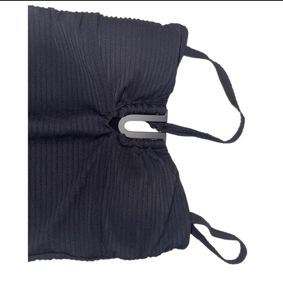 New Sea Level Swim One-Piece Swimsuit, Size US 8, Black Ribbed with U Bust Accent