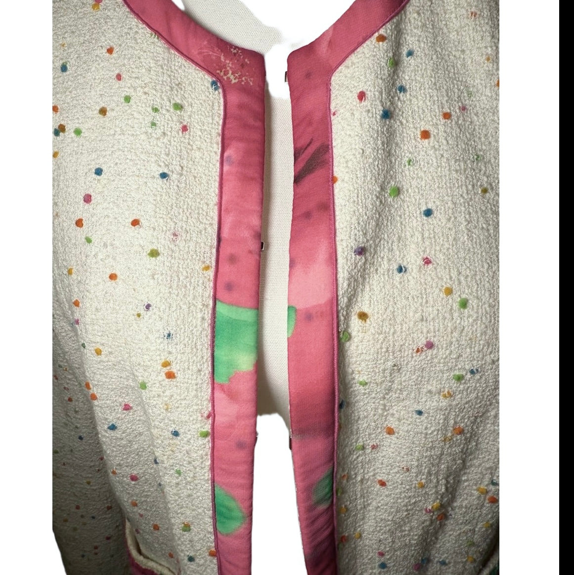 ESCADA Jacket Womens Size 42 Cream Multi Color Tweed Boucle