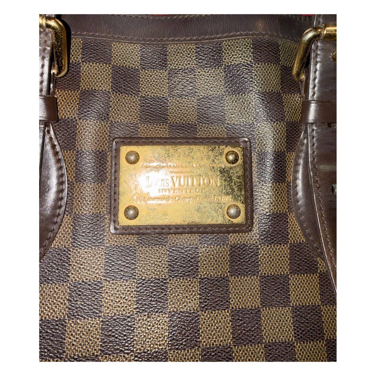 Louis Vuitton Hampstead MM Damier Ebene Tote with Red Lining