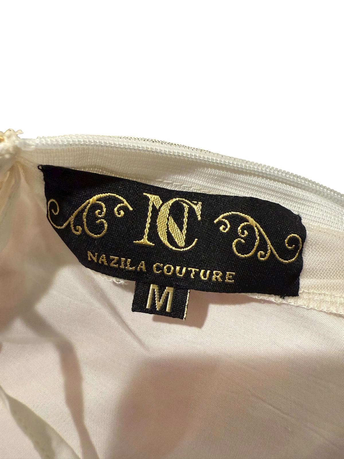 New Nazila Couture Sheer Gold-Trimmed Maxi Skirt, size Medium