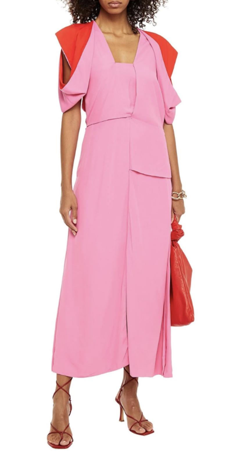 New Bottega Veneta Two-Tone Barbie Pink Cut-Out Midi Dress, US 2/IT 38