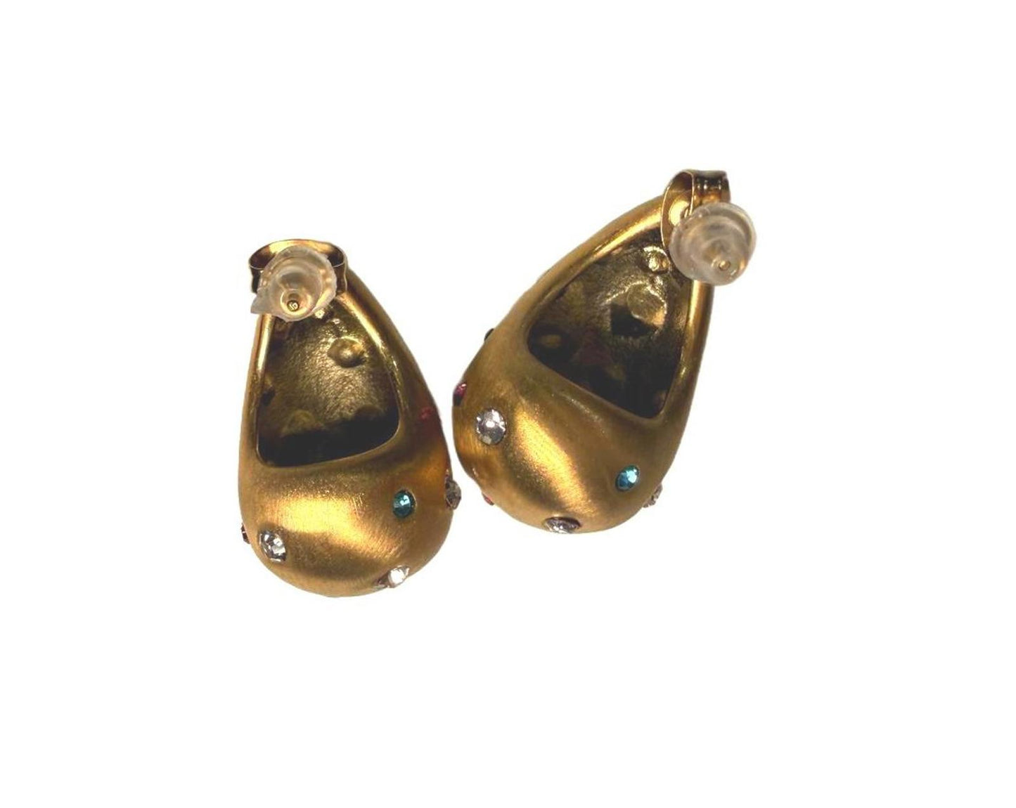 Gold Tone Multicolor Rhinestone Earrings