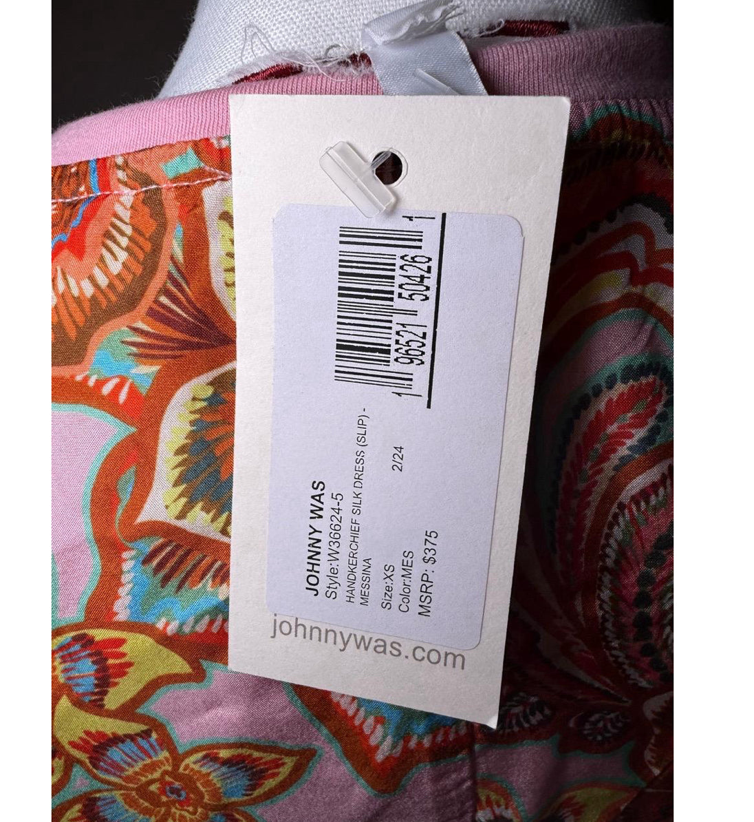 New Johnny Was Dress, Size XS Pink Multi Floral Handkerchief Silk, Cotton Slip
