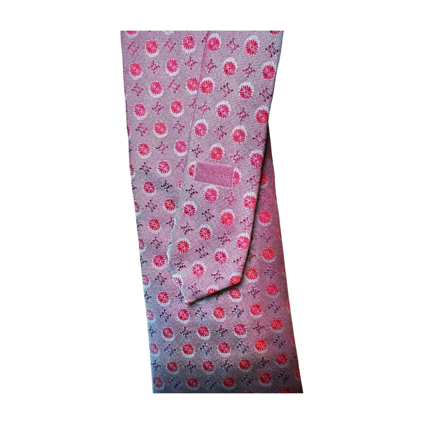 Celine Pink & Red Dot Pattern Silk Tie