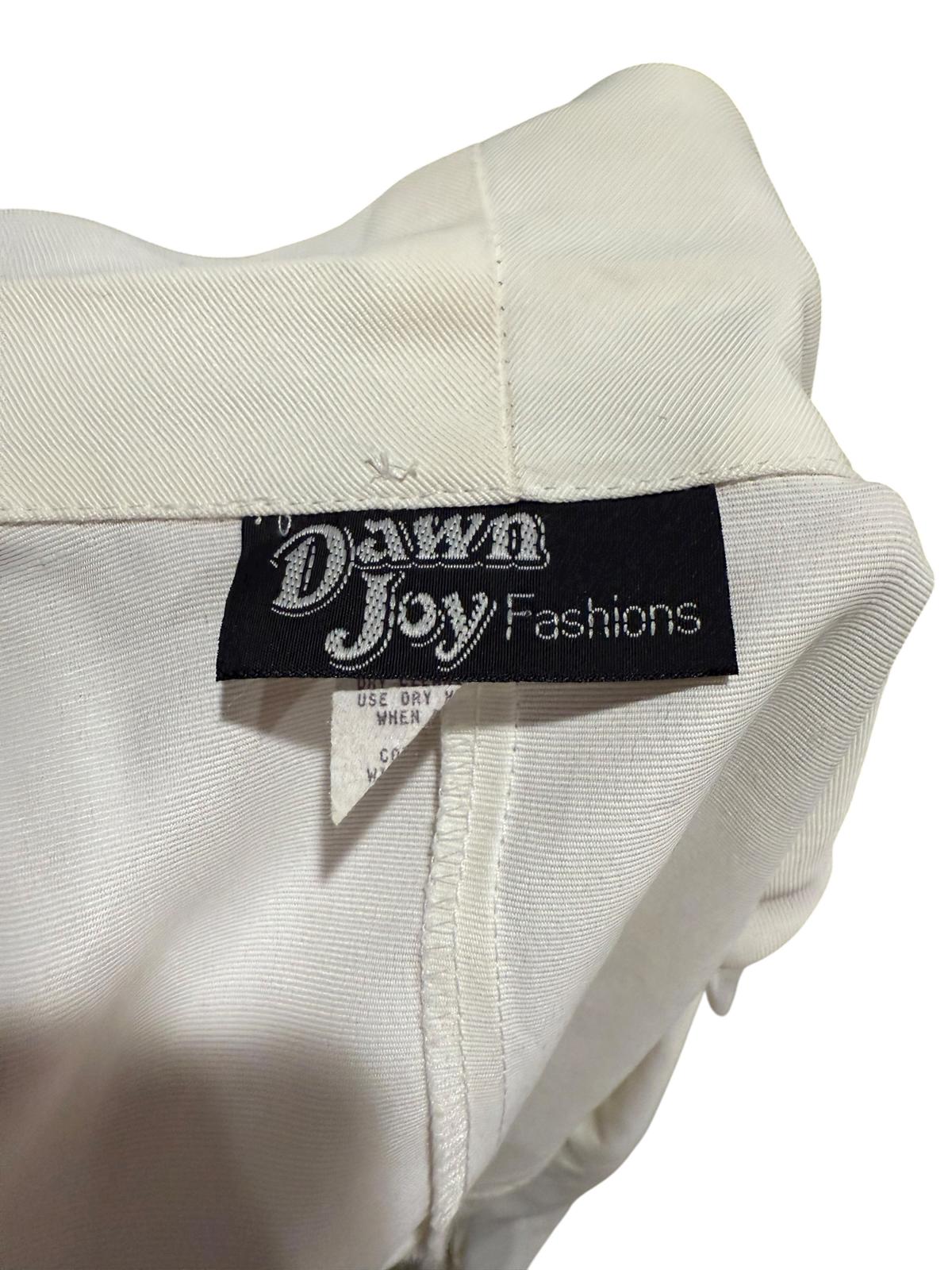 Vintage Dawn Joy Fashions Women's White Sleeveless Blazer Dress, size Medium