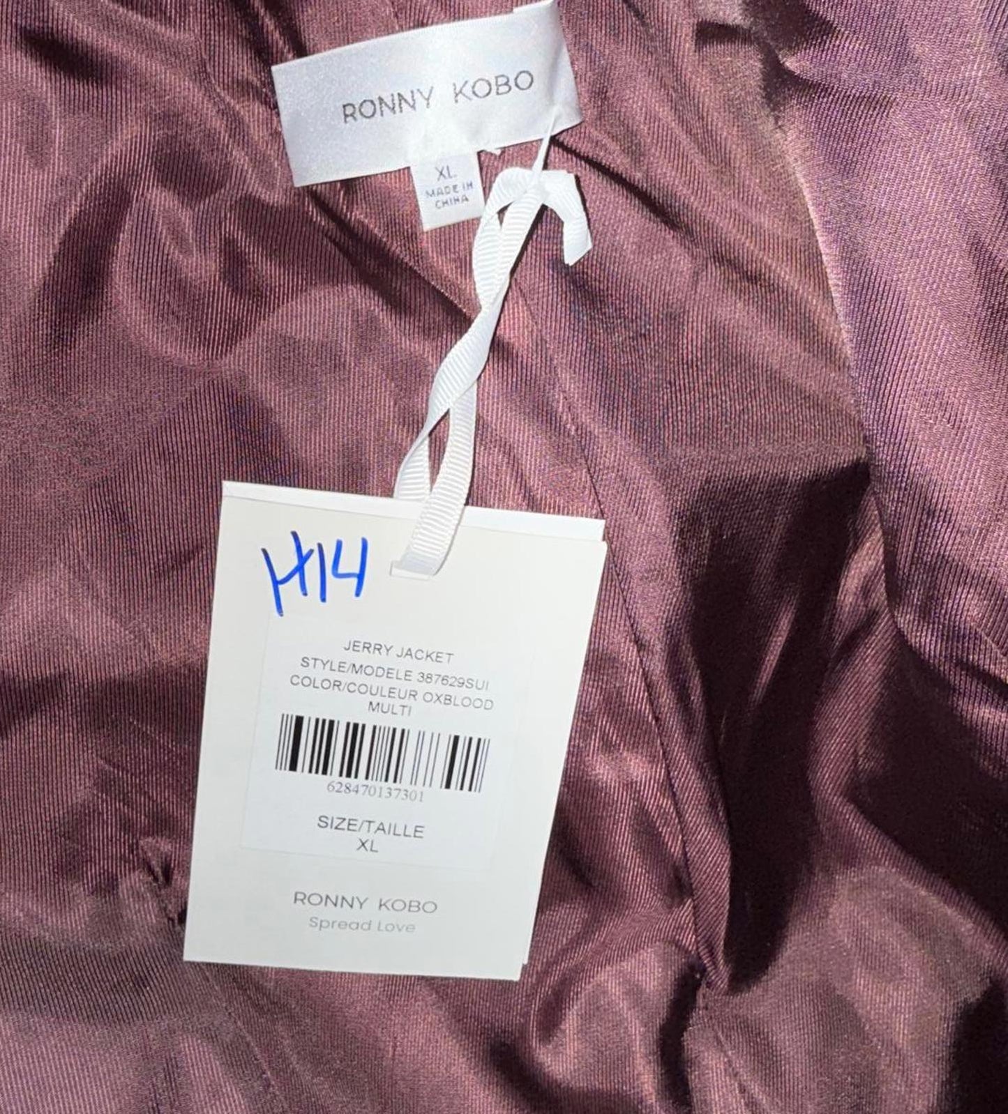 New Ronny Kobo Houndstooth Pattern Blazer Jacket with Gold Buttons