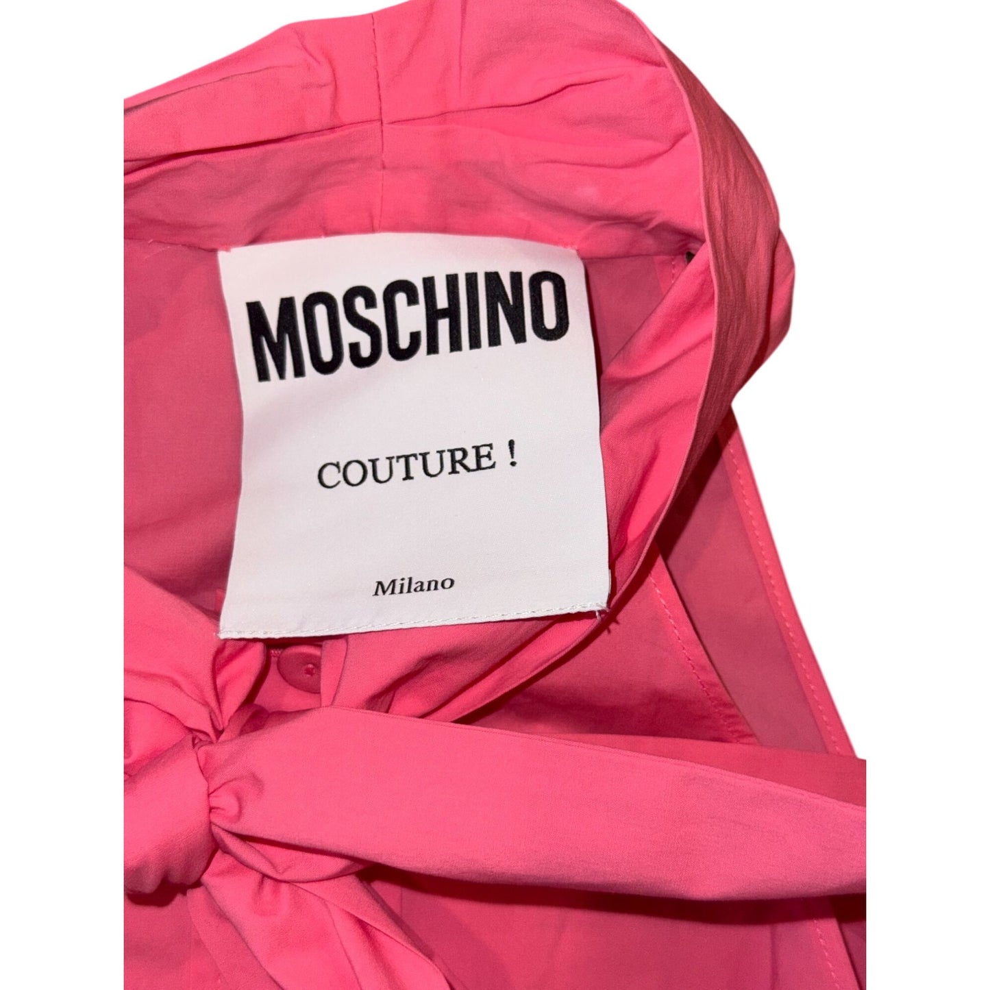 Moschino Pink Halter Neck Blouse With Bow Detail Size 40 100% Cotton