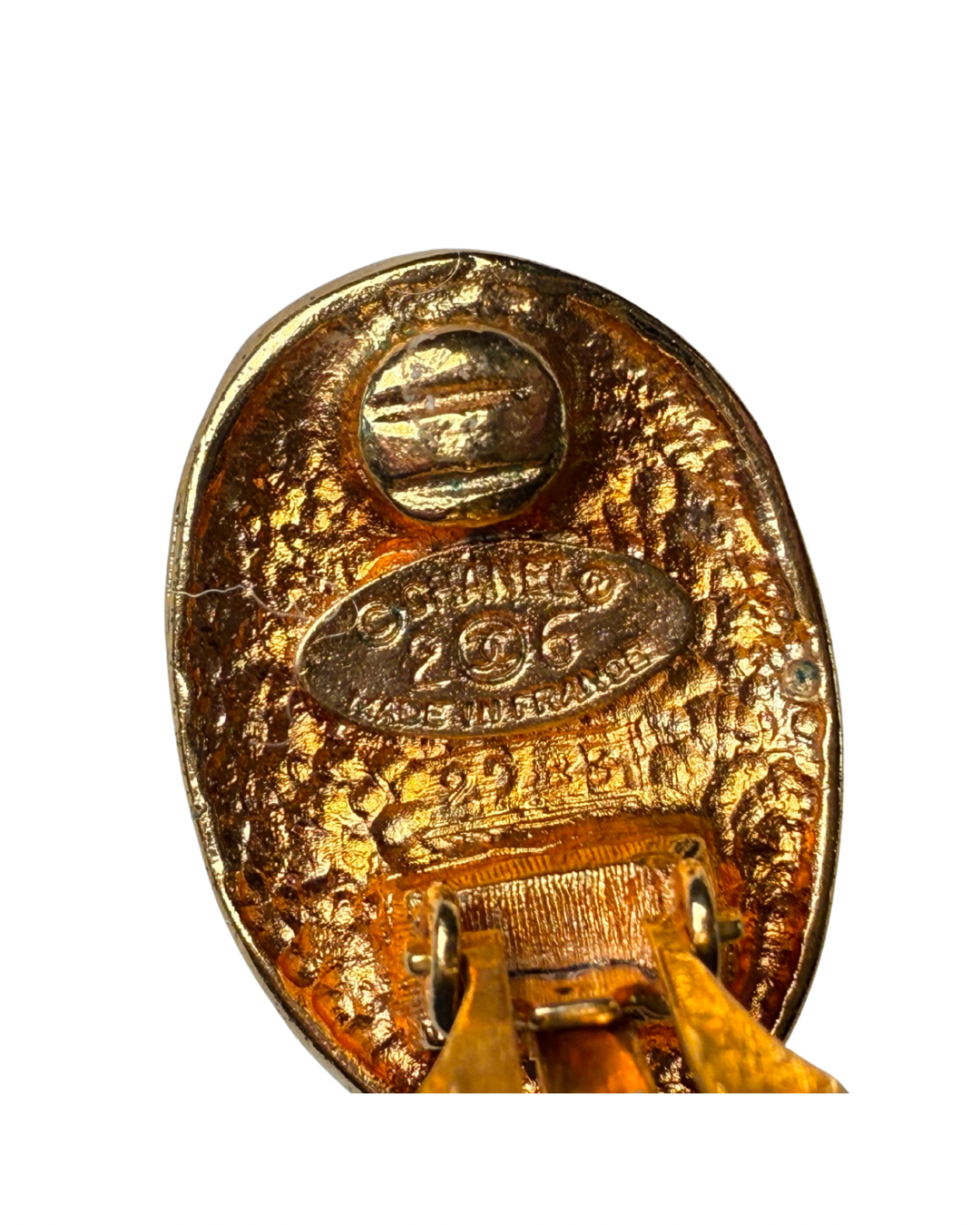 Vintage Chanel Gold Plated Oval Clip-On Earrings (Circa 1986–1988)