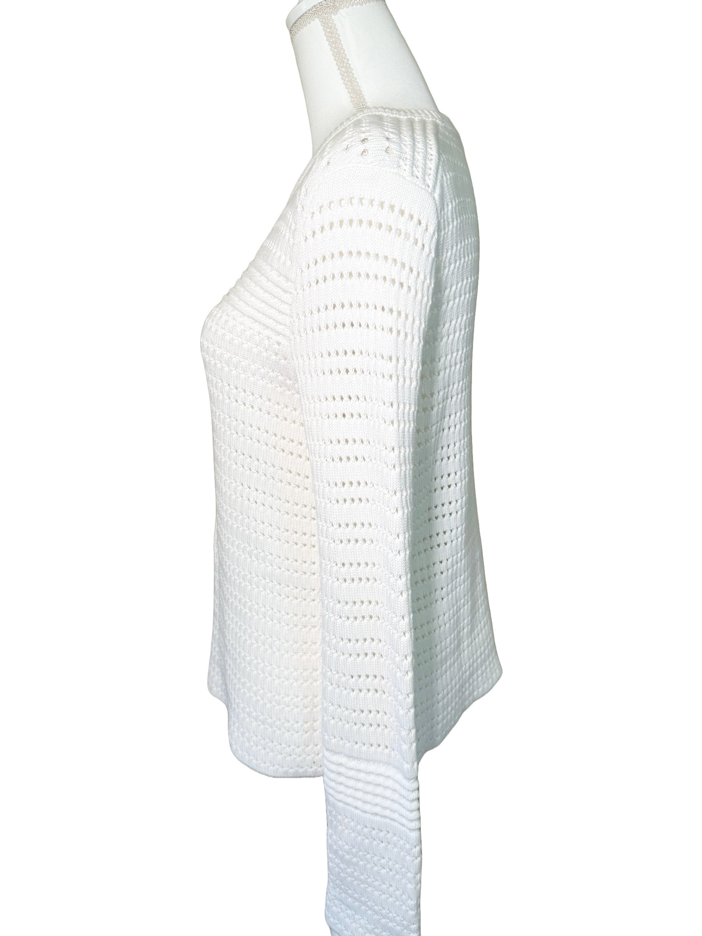 Tory Burch White Cotton Open Knit Sweater – Size Small