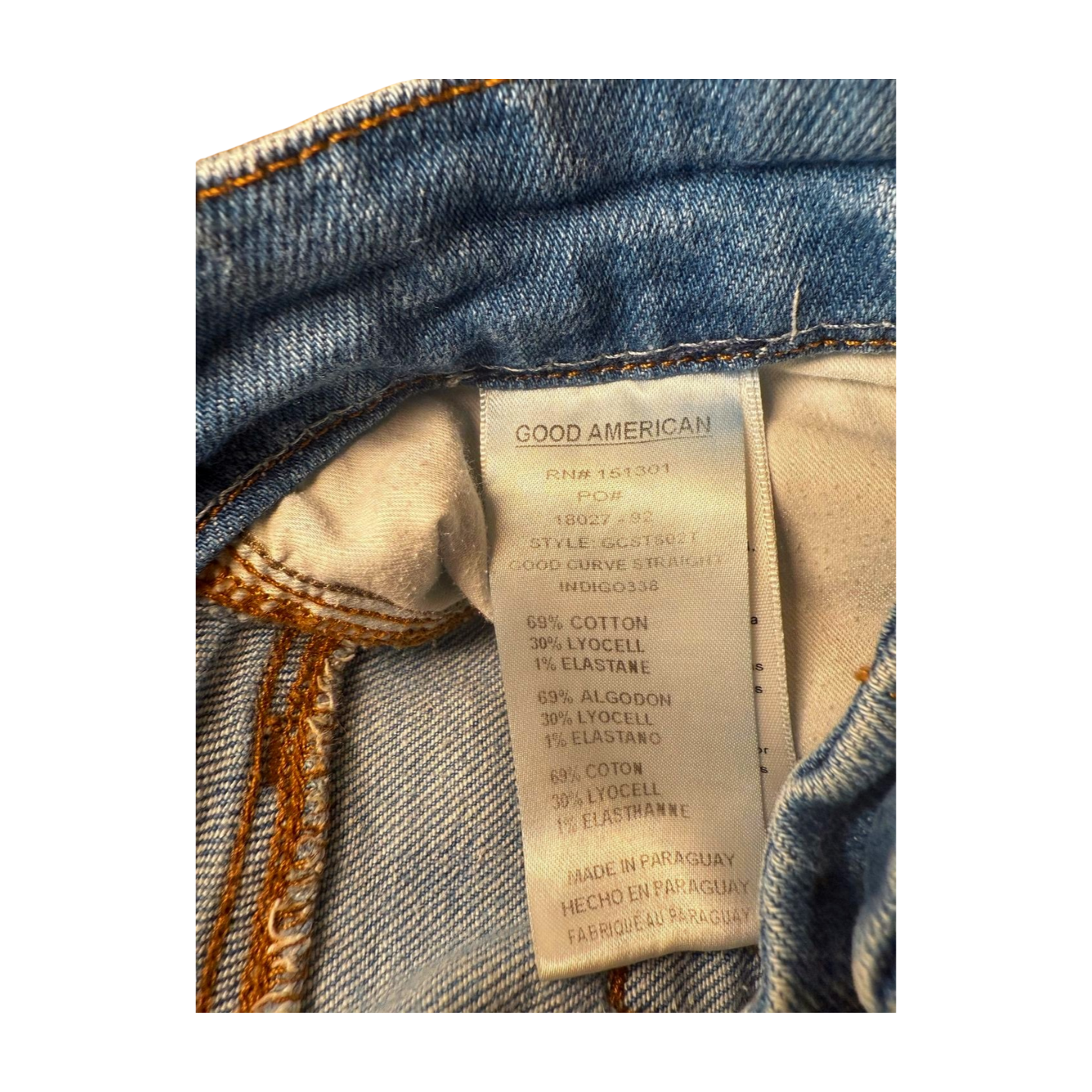 Good American Good Curve Straight Jeans, Size 10