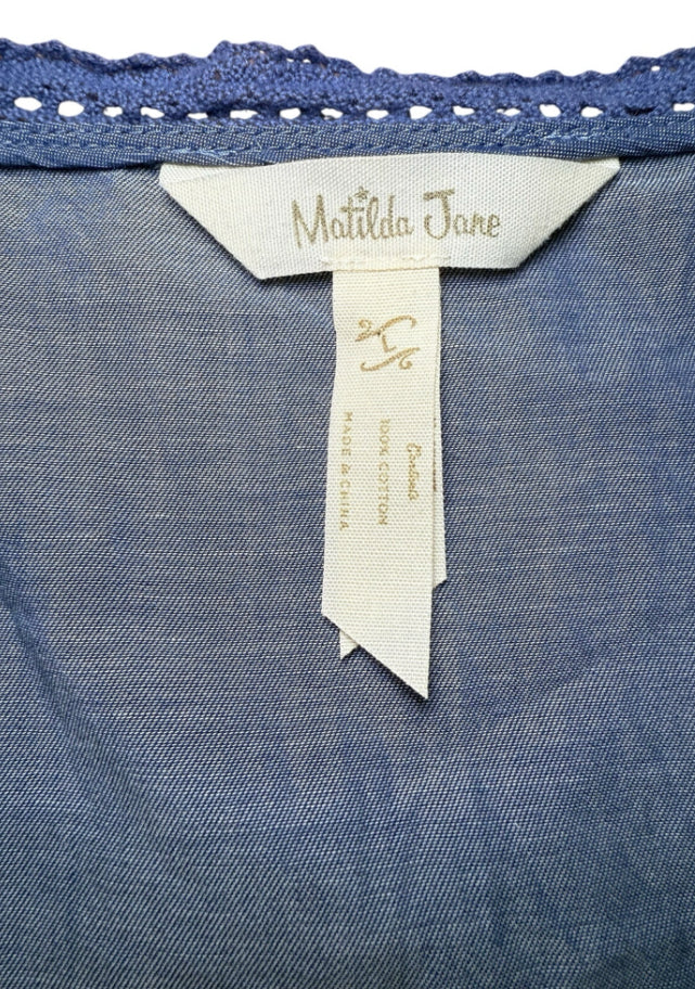Matilda Jane “Hour by Hour” Chambray Tie Top, Size Large