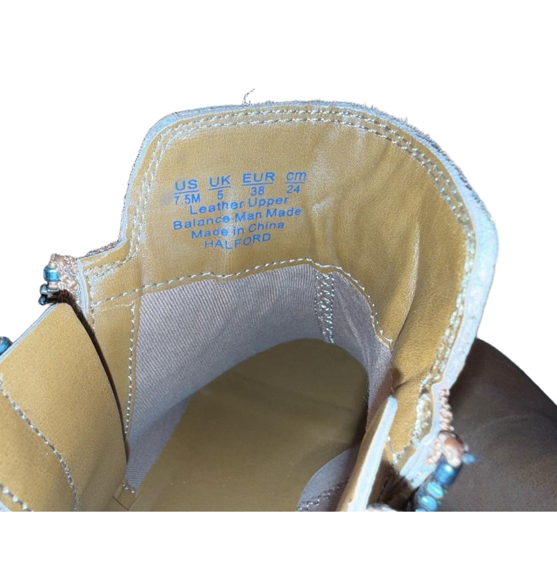 Franco Sarto Women’s Ankle Boots – Size 7.5, Tan Brown with Side Zippers