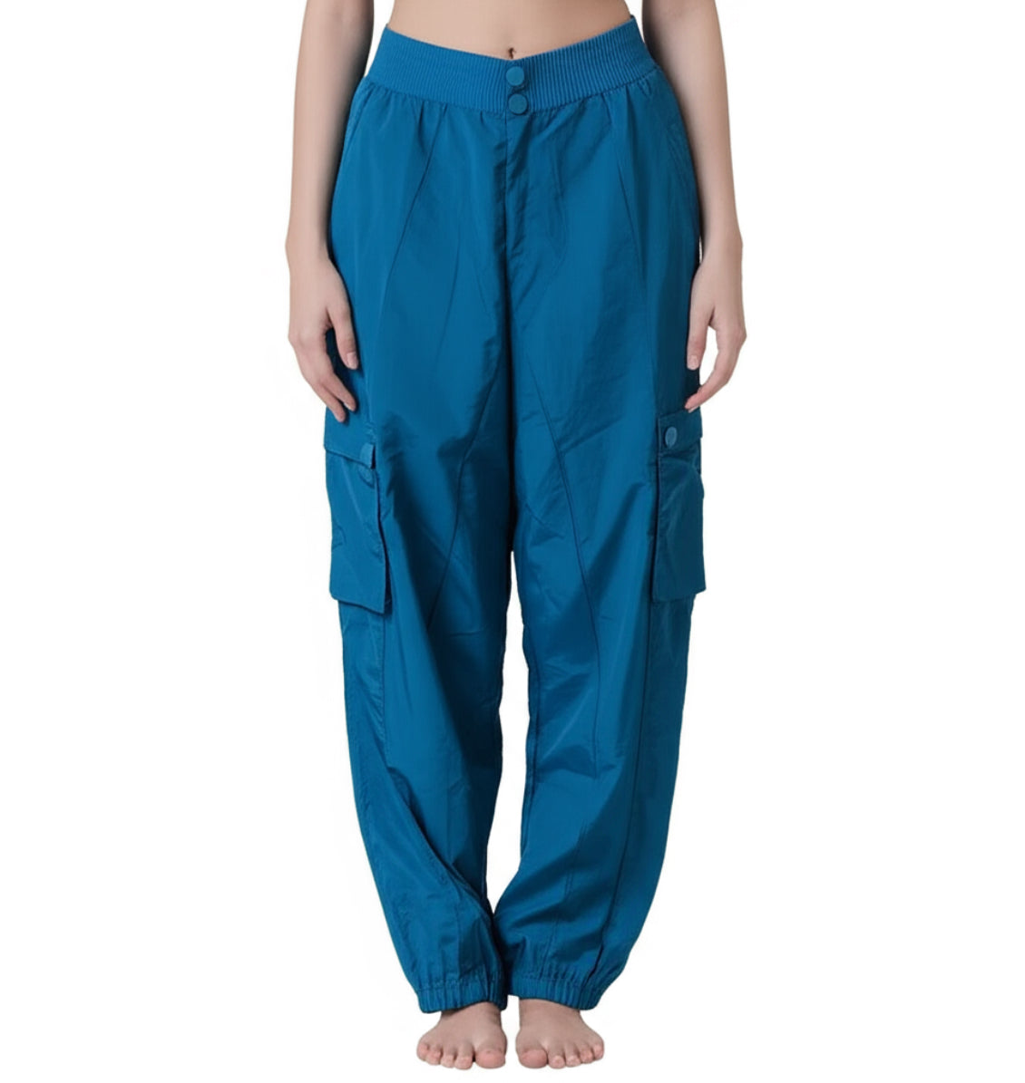 New Spiritual Gangster Taylor Cargo Pants, Women’s Large, Teal Blue