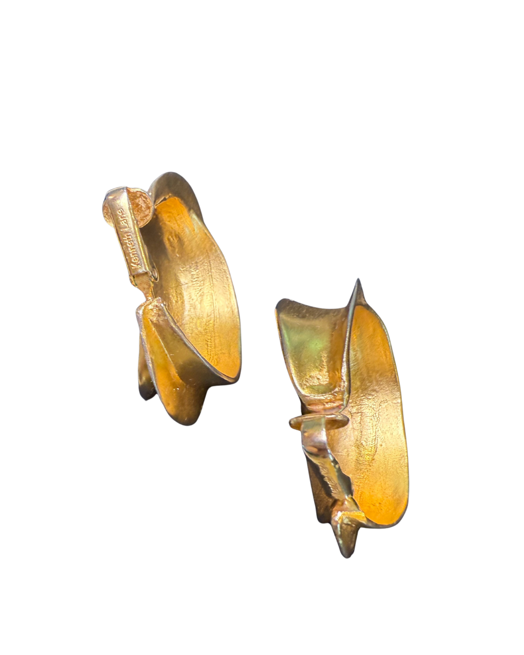 Vintage Kenneth Jay Lane Gold Plated Hoop Clip On Earrings