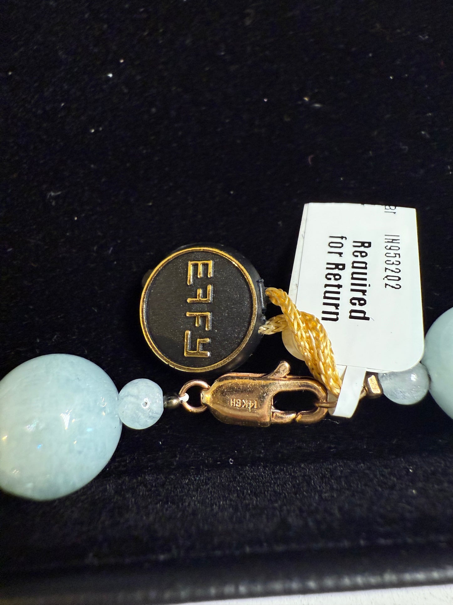 New EFFY Jade Bead 18” Statement Necklace 14K Yellow Gold Clasp