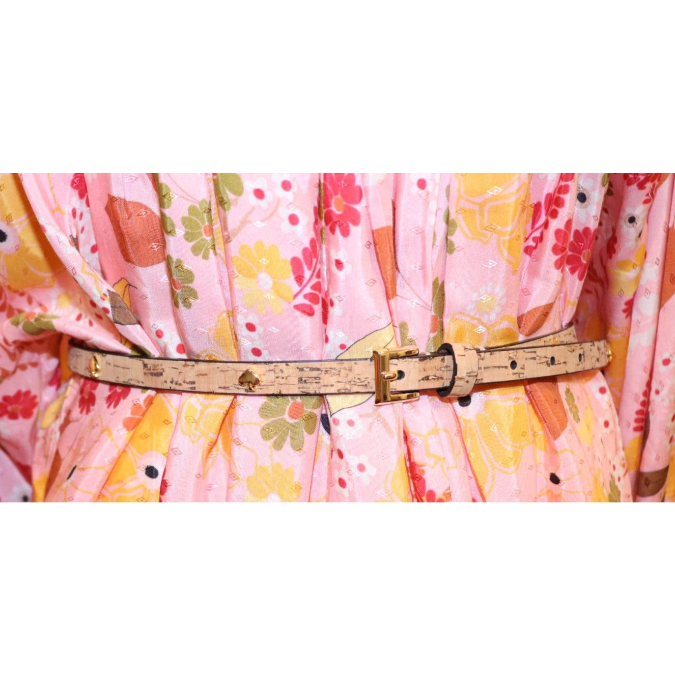Kate Spade Leather Cork Belt W/ Gold Spade Accents, XL