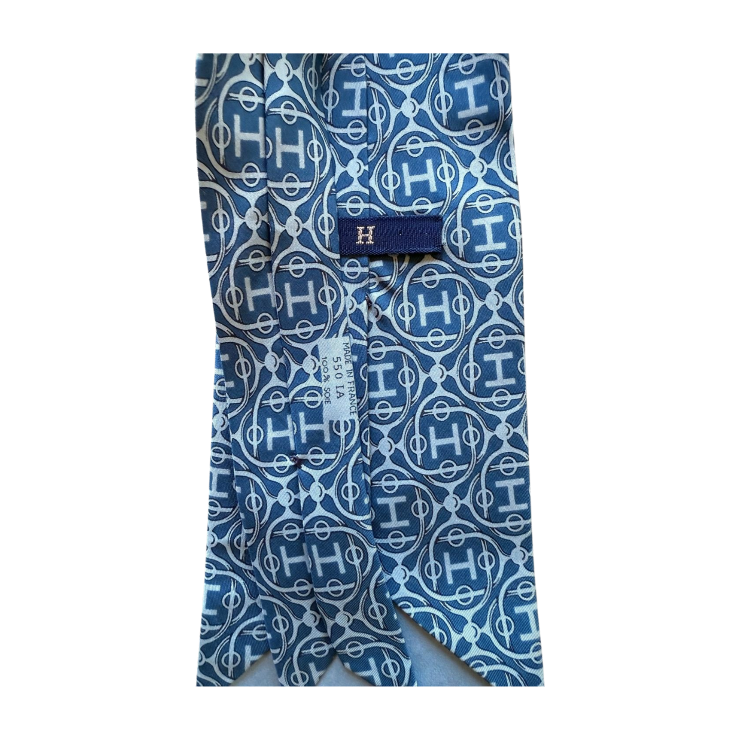 Hermès Blue Patterned “H” Silk Men's Tie
