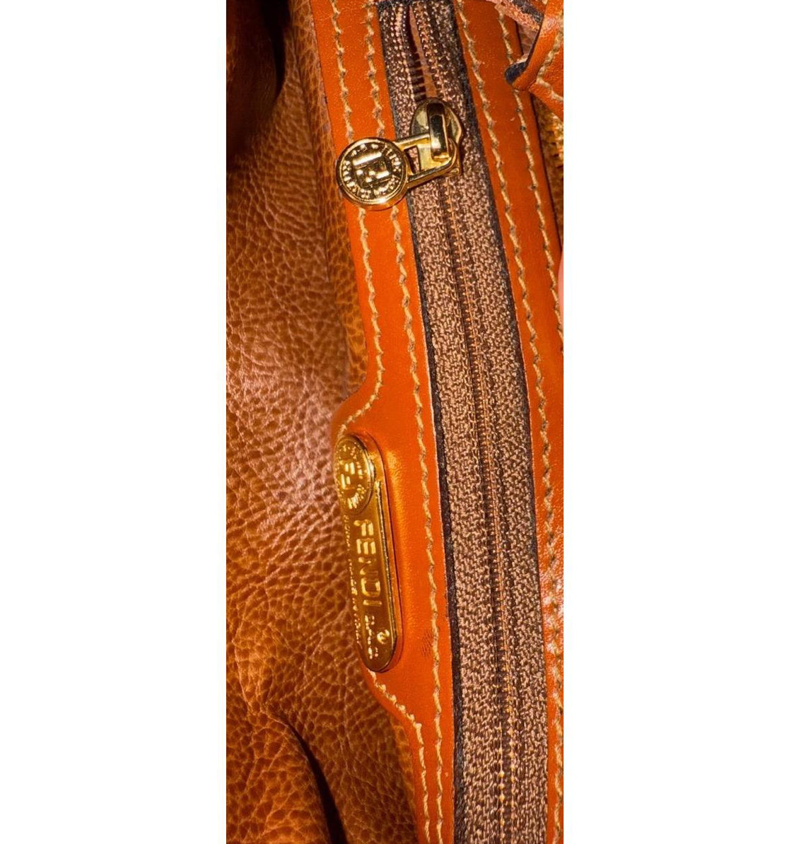 Fendi Vintage Janus Bag, Tan Textured Leather