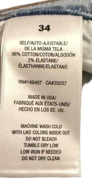 New Favorite Daughter Jeans Womens Size 34 Light Wash Blue Straight Leg High Rise Distressed